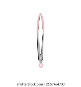 Modern pink fried tongs vector illustration, in trendy flat cartoon design style. Editable graphic resources for many purposes.