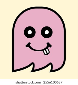 Modern Pink Ghost with Playful Expression for Fun Art Designs