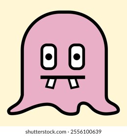 Modern Pink Ghost with Playful Expression for Fun Art Designs