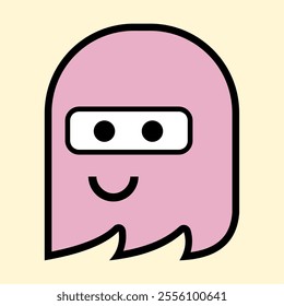 Modern Pink Ghost with Playful Expression for Fun Art Designs