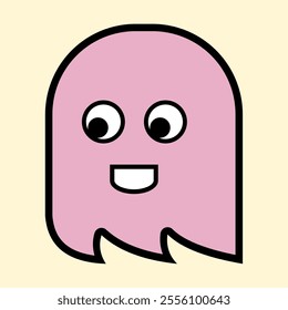 Modern Pink Ghost with Playful Expression for Fun Art Designs