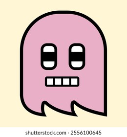 Modern Pink Ghost with Playful Expression for Fun Art Designs