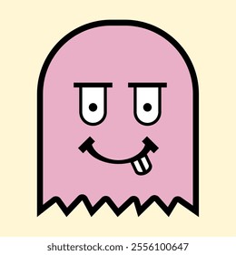 Modern Pink Ghost with Playful Expression for Fun Art Designs