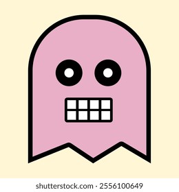 Modern Pink Ghost with Playful Expression for Fun Art Designs