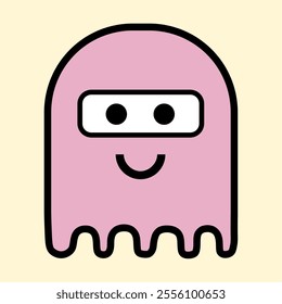 Modern Pink Ghost with Playful Expression for Fun Art Designs