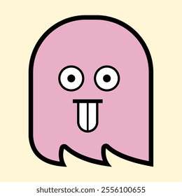 Modern Pink Ghost with Playful Expression for Fun Art Designs