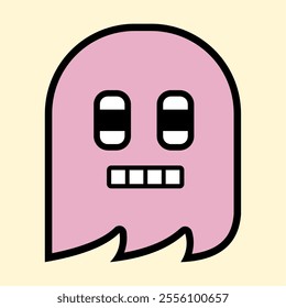 Modern Pink Ghost with Playful Expression for Fun Art Designs