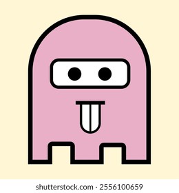 Modern Pink Ghost with Playful Expression for Fun Art Designs