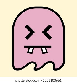 Modern Pink Ghost with Playful Expression for Fun Art Designs