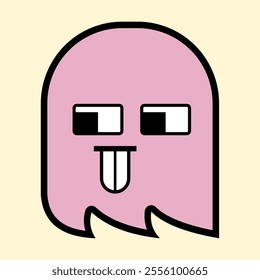 Modern Pink Ghost with Playful Expression for Fun Art Designs