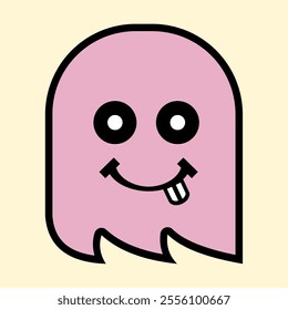 Modern Pink Ghost with Playful Expression for Fun Art Designs