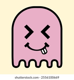 Modern Pink Ghost with Playful Expression for Fun Art Designs