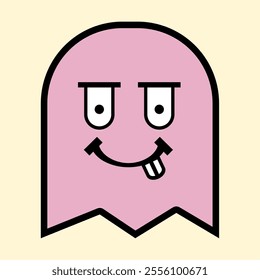 Modern Pink Ghost with Playful Expression for Fun Art Designs