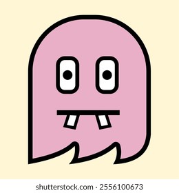 Modern Pink Ghost with Playful Expression for Fun Art Designs