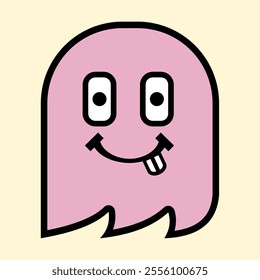 Modern Pink Ghost with Playful Expression for Fun Art Designs