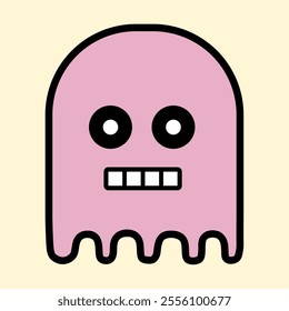 Modern Pink Ghost with Playful Expression for Fun Art Designs