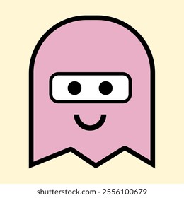 Modern Pink Ghost with Playful Expression for Fun Art Designs
