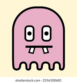 Modern Pink Ghost with Playful Expression for Fun Art Designs