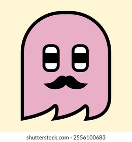 Modern Pink Ghost with Playful Expression for Fun Art Designs