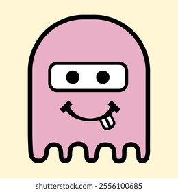 Modern Pink Ghost with Playful Expression for Fun Art Designs