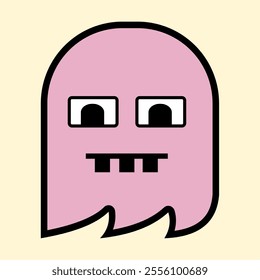 Modern Pink Ghost with Playful Expression for Fun Art Designs