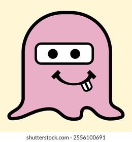 Modern Pink Ghost with Playful Expression for Fun Art Designs