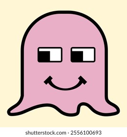 Modern Pink Ghost with Playful Expression for Fun Art Designs