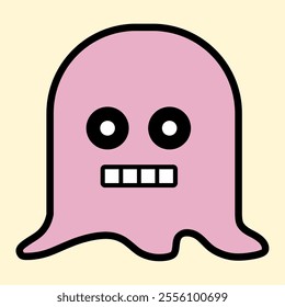 Modern Pink Ghost with Playful Expression for Fun Art Designs