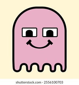 Modern Pink Ghost with Playful Expression for Fun Art Designs
