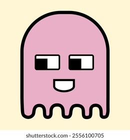 Modern Pink Ghost with Playful Expression for Fun Art Designs