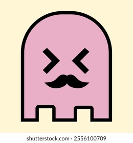Modern Pink Ghost with Playful Expression for Fun Art Designs