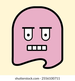 Modern Pink Ghost with Playful Expression for Fun Art Designs