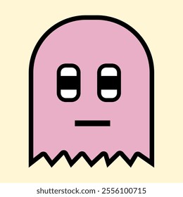 Modern Pink Ghost with Playful Expression for Fun Art Designs