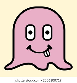 Modern Pink Ghost with Playful Expression for Fun Art Designs