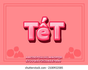 modern pink happy tet text effect