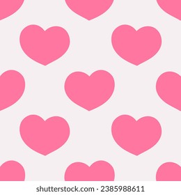 Modern pink hearts seamless pattern. Trendy pinkcore minimal design for Valentine's day, greeting card, wallpaper, textile, fabric. Repeat vector illustration, endless background