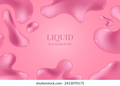 Modern Pink Liquid Frame Background. Cosmetic Wallpaper. Beauty Banner. Vector Illustration. Backdrop. Water. Geometric. Minimal