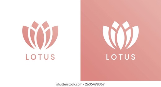 Modern pink lotus flower logo design with minimalist lines