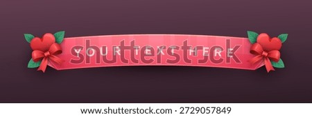 Modern Pink Lower Third Game GUI Title Banner with Red Heart Tied with Decorative Ribbon Bow