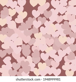 Modern Pink Multicolor Saint Valentine Art Illustration. Light Pinky Colorful Modern Art Pattern. Beige Pastel Simple Romantic Wedding Art. Multicolor Pinky Hearts Love Confetti Vector Art.