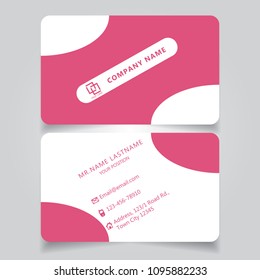 Modern Pink name card and business card with creative design horizontal curve corner standard size vector illustration template