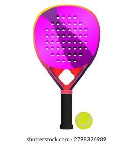 Modern Pink Padel Racket and Ball for Racquet Sports Recreation