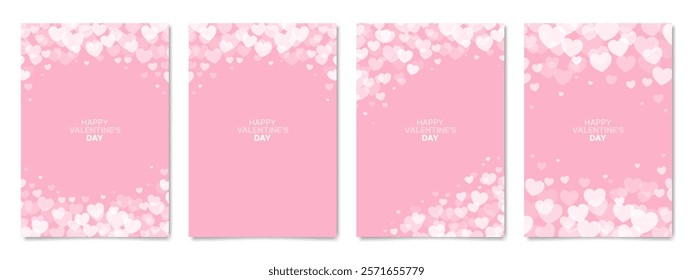 Modern pink posters with hearts. Happy Valentine's day cards template. Love theme background. Abstract art design. white hearts. Vector illustration.