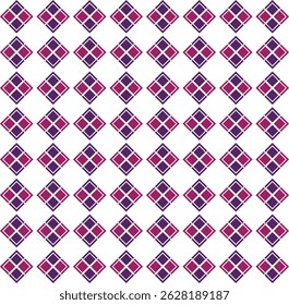 Modern Pink and Purple Geometric Diamond Pattern on White Background, Abstract Seamless Design
