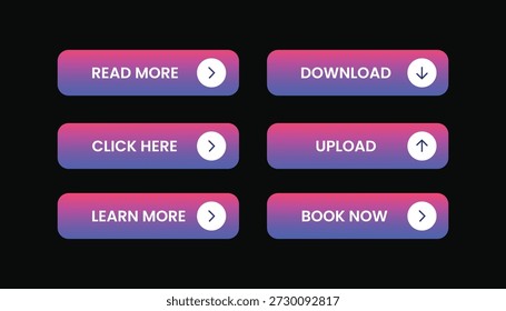 Modern Pink and Purple Gradient Call To Action Buttons Set for Web and Mobile UI Illustration