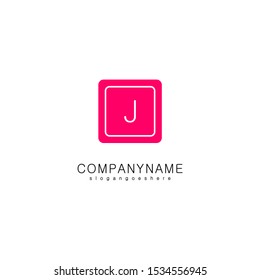 modern pink rounded square J logo letter simple design concept isolated on white background 