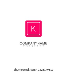 modern pink rounded square K logo letter simple design concept isolated on white background 