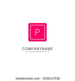 modern pink rounded square P logo letter simple design concept isolated on white background 