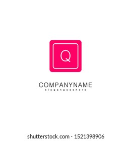 modern pink rounded square Q logo letter simple design concept isolated on white background 