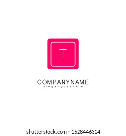 modern pink rounded square T logo letter simple design concept isolated on white background 
